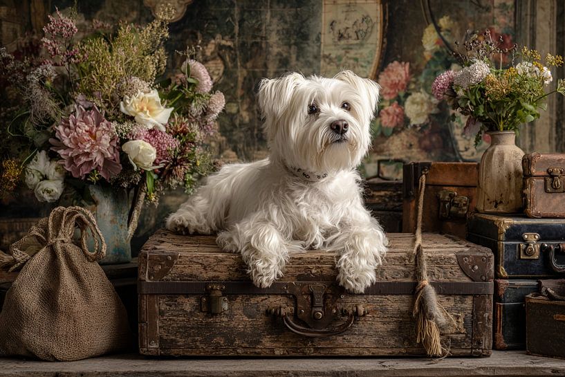 Maltese dog vintage by Creations_by_brigitte