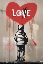 Kleiner Junge mit LOVE Herz | Banksy Tribute von Frank Daske | Foto & Design