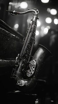 Muziekinstrument in zwart-wit van Gelissen Artworks