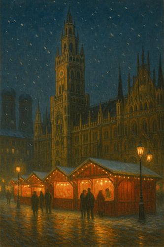 Wintergloed in de oude binnenstad van München