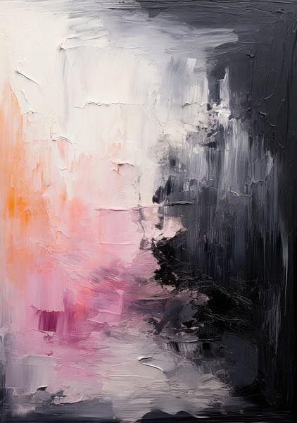 Peinture abstraite Impression d'art Moderne Noir Blanc Violet par Niklas Maximilian