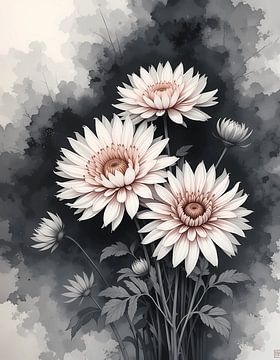 Monochrome bloei van Artistic