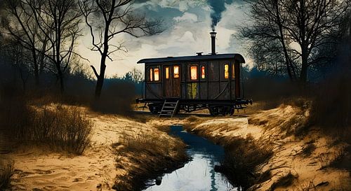 Inhabited railway carriage