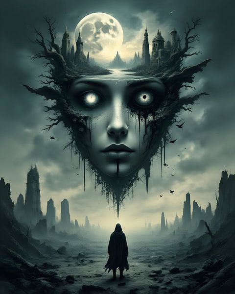 Eyes of the Night Poster - Surreal fantasy art print in moonlight by Conpo Design