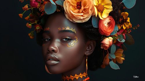 afrikaanse vrouw met bloemen