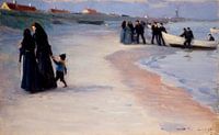 Ein weißes Boot am Strand. Leichter Sommerabend, Peder Severin Krøyer von Meisterhafte Meister Miniaturansicht