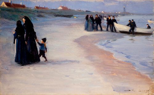 Een witte boot op het strand. Lichte zomeravond, Peder Severin Krøyer