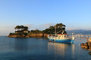 Boat at the jetty, Cameo Island, Zakynthos, Greece by FotoBob
