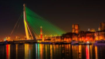 Rotterdam, Erasmusbrücke bei Nacht von Marcel Ohlenforst
