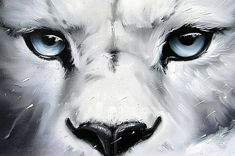 Realistische Schwarz-Weiß-Nahaufnahme von Pantheraugen von Art & Soul Creations