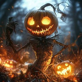3d style art dancing pumpkin halloween