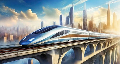 High-speed train at full speed