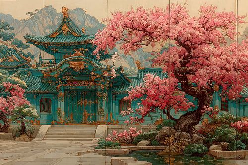 japanse kunst tempel in het park