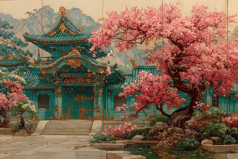 temple d'art japonais dans le parc par Egon Zitter