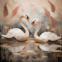 Elegant swans in hotel chic style