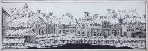 Gezicht op hotel Oostergo Grouw in de winter van Richard Brinkman