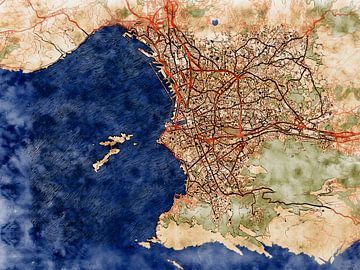 Kaart van Marseille in de stijl 'Serene Summer' van Maporia