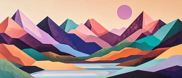 Mountain landscape in bright colours - Abstract by Poster Art Shop