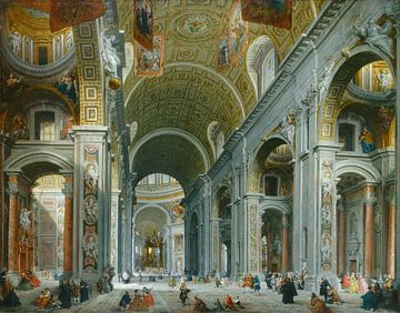 Interieur van de Sint Pieter, Rome, Giovanni Paolo Panini