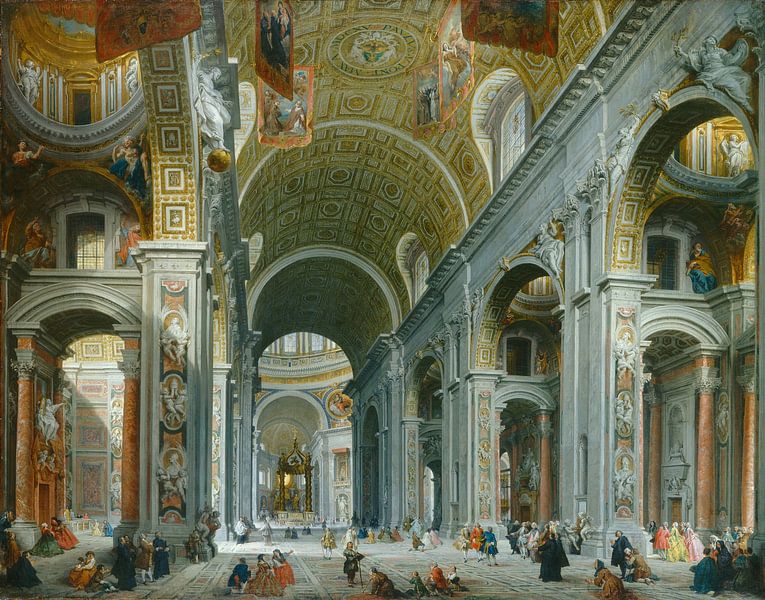 Intérieur de l'église Saint-Pierre, Rome, Giovanni Paolo Panini par Des maîtres magistraux