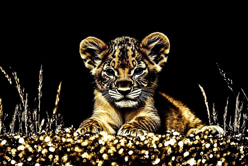 Golden lion cub wall decoration by Imperial Art House