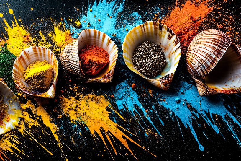 Muscheln mit bunten Kräutern von Imperial Art House