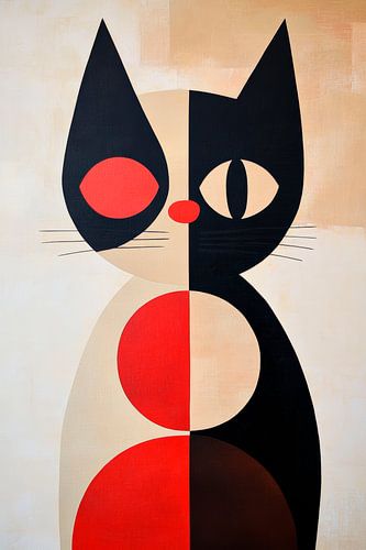 Geometrische kattencompositie in kleuren