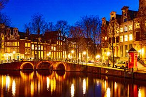 Vier Heemskinderenbrug aan de Herengracht, Amsterdam van Lieuwe J. Zander