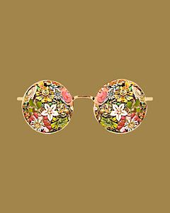 Frieden Retro Blumen Malerei auf Ocker