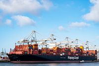 Container ship Barzan at the container terminal in the port of Rotterdam