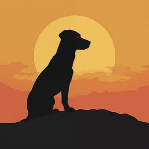 Hund Sonnenuntergang Silhouette Minimalismus