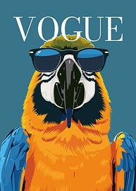 Stylish wearing sunglasses blowing pink bubble gum vogue poster by Cross