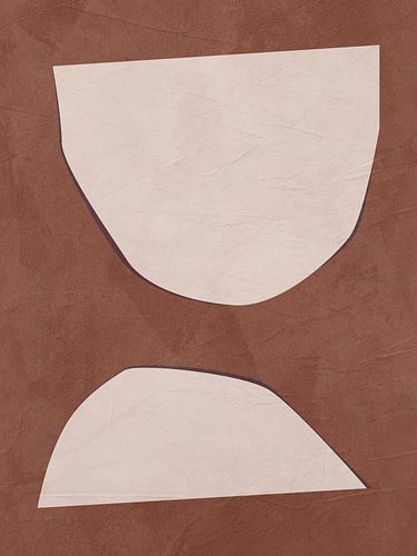 Abstracte, organische, geometrische moderne kunst in aardetinten