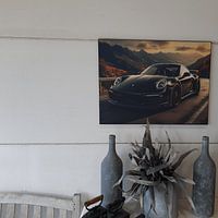 Photo de nos clients: Porsche noire dans un paysage de montagne_4 par Bianca Bakkenist, sur ArtFrame