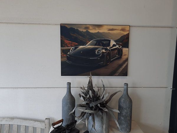 Black Porsche in mountain landscape_4