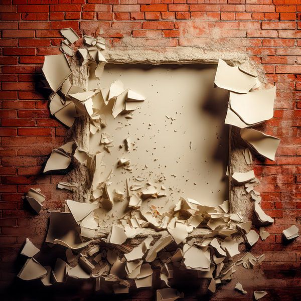 Shattering calm in a brick frame by Klaus Tesching - Art-AI