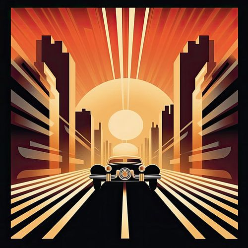 Art Deco Car Poster by Niklas Maximilian