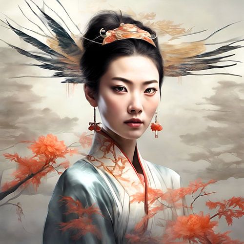 Chinese kraanvogel vrouw