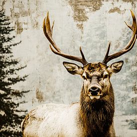 Red deer with gold accents by Art & Soul Creations
