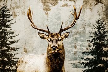 Rotwild mit goldenen Akzenten