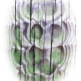 Eulenkopf-Phantasie in verwittertem Grün mit schwarzer Trittstufe von Cindy Mulder