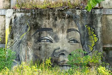Prachtige mural in Sidemen, Bali van Annemarie Arensen