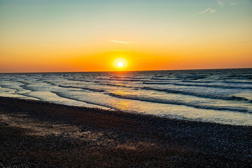 Evening walk on the beach in beautiful Normandy near Saint-Aubin-Sur-Mer - France by Oliver Hlavaty