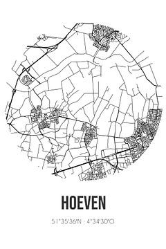 Hoeven (Nordbrabant) | Karte | Schwarz und Weiß von Rezona