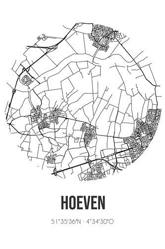 Hoeven (Nordbrabant) | Karte | Schwarz und Weiß