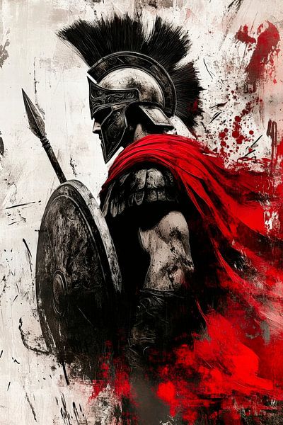 Spartanischer Krieger im Farbenspiel von Poster Art Shop