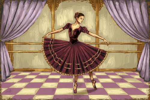 Ballerina op spitzen bij de barre