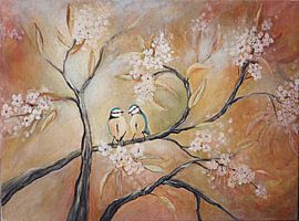 a pair (blue tits) by Els Fonteine