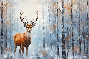 Hirsch im Winterwald