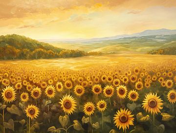 Landschap met zonnebloemen van Imagine